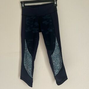 Lululemon Wunder Under Crop Full-On Luon Heathered Camo Pebble Blue Size 2